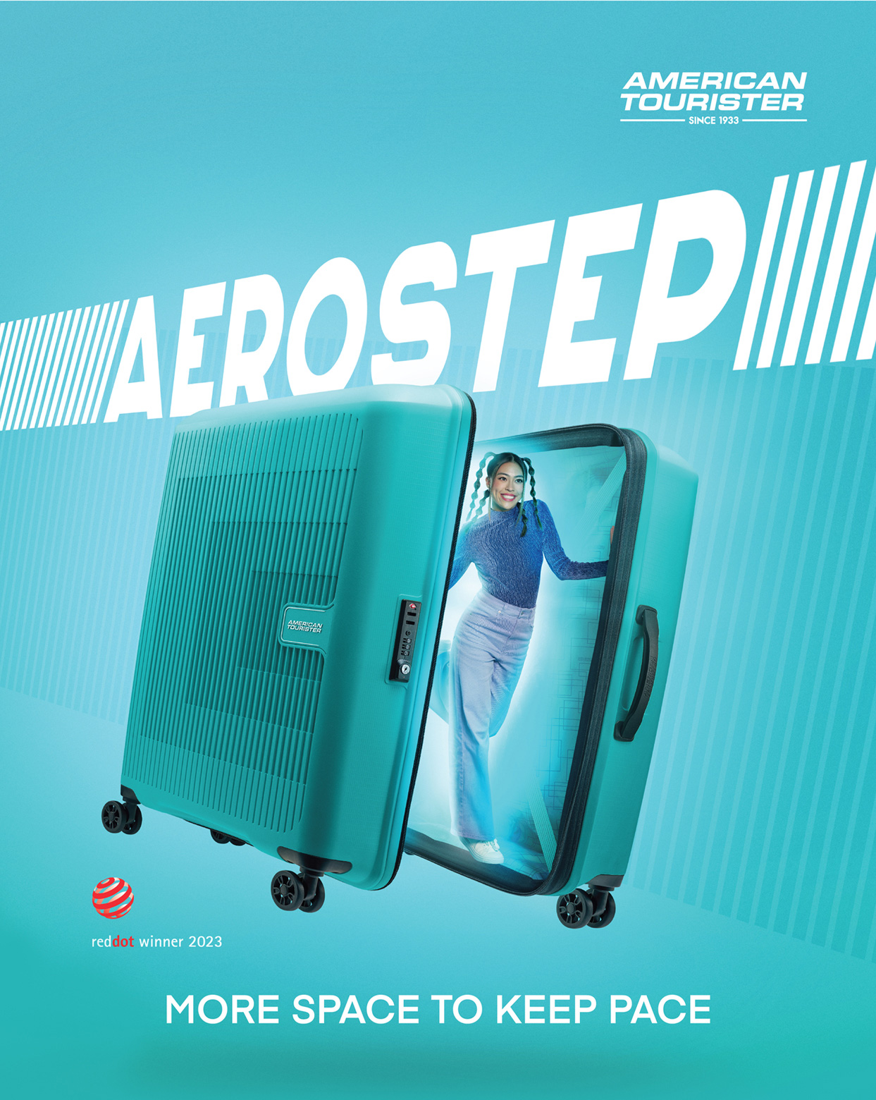 AMERICAN TOURISTER AEROSTEP reddot winner 2023 MORE SPACE TO KEEP PACE